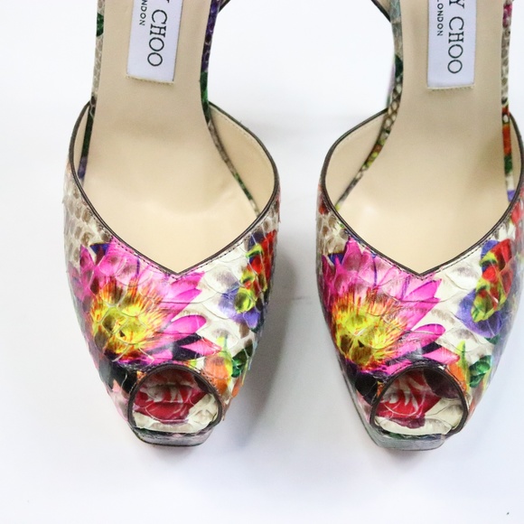 Jimmy Choo Lola Floral Python Platform Pump39 N008 - Picture 4 of 8
